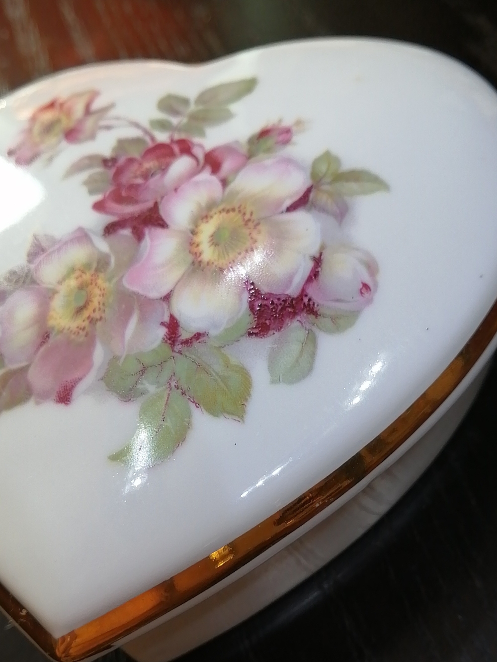 Gerold Porzellan Heart-Shaped Flora VintageTrinket Made In Bavaria West Germany